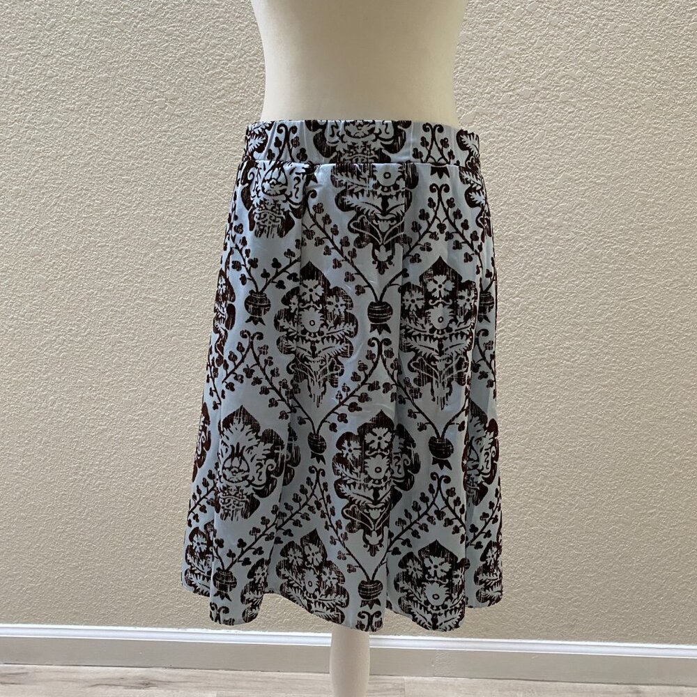 Emporio Armani knee-length Skirt, Pale Blue with Paisley Motifs